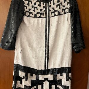 French Connection Black and White Sequin Dress